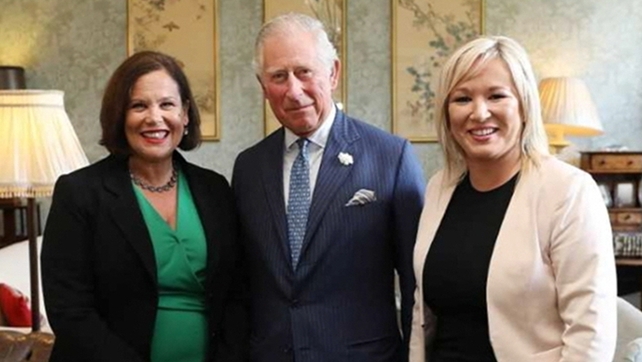 Prince Charles held a meeting with Sinn Féin leaders Mary Lou McDonald (L) and Michelle O'Neill