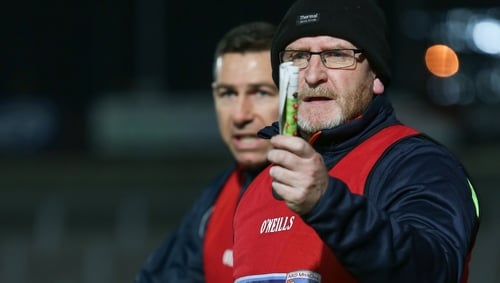 Armagh U20 boss Peter McDonnell (R)
