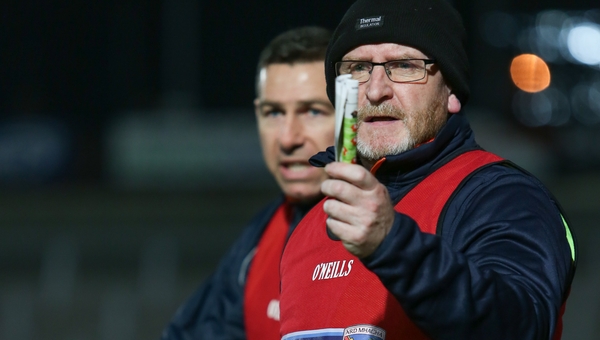 Armagh U20 boss Peter McDonnell (R)