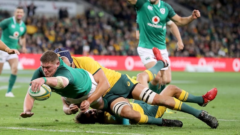 Tadhg Furlong scored Ireland's second try in their 26-21 win over Australia in Melbourne