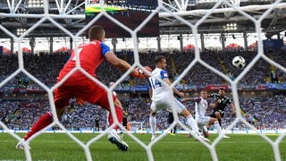 Serigo Aguero smashes Argentina into the lead after 19 minutes