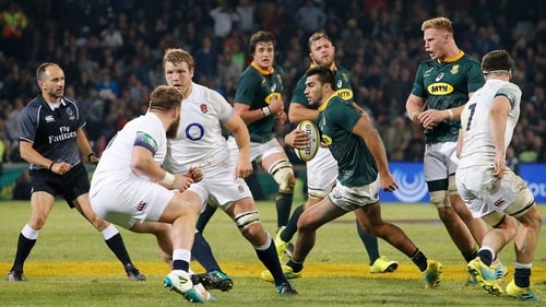 Damian de Allende runs at the England defence as South Africa seal series victory
