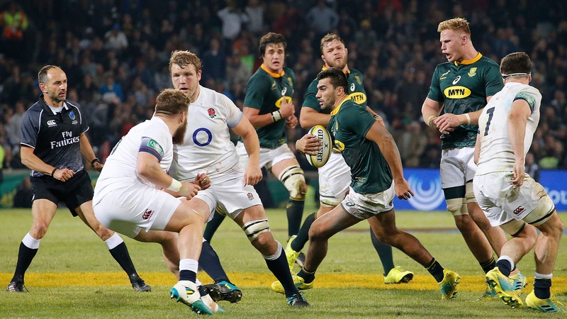 Damian de Allende runs at the England defence as South Africa seal series victory