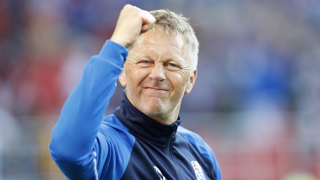 Iceland coach Heimir Hallgrimsson is delighted at full time in Moscow