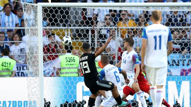 Sergio Aguero opens the scoring for Argentina