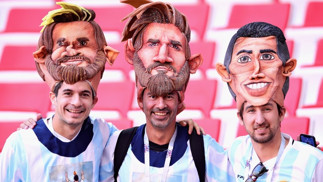 Argentina fans show their support for Messi and Di Maria