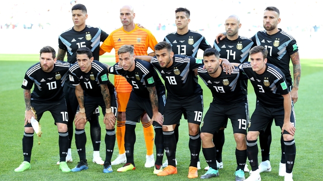The Argentinian players line up for their team photo