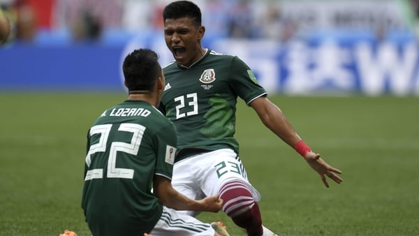 Hirving Lozano celebrates after scoring the games' only goal