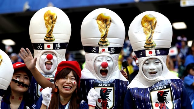 Japan fans enjoy themselves ahead of the first match of the day