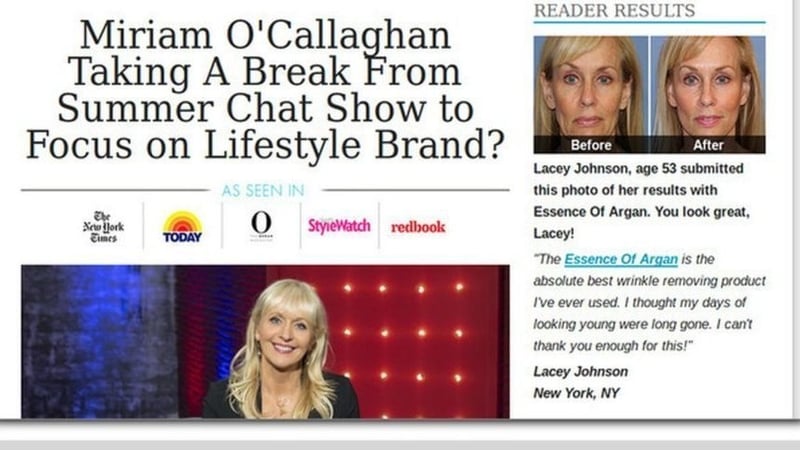 False claims over Miriam O'Callaghan beauty products