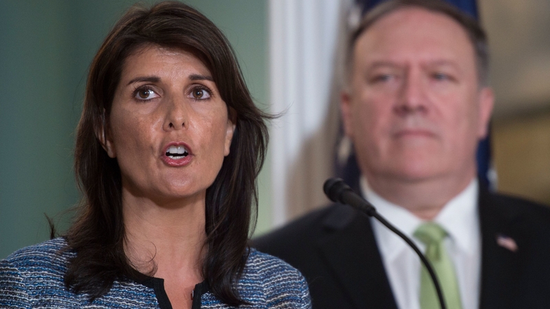 Nikki Haley and US Secretary of State Mike Pompeo