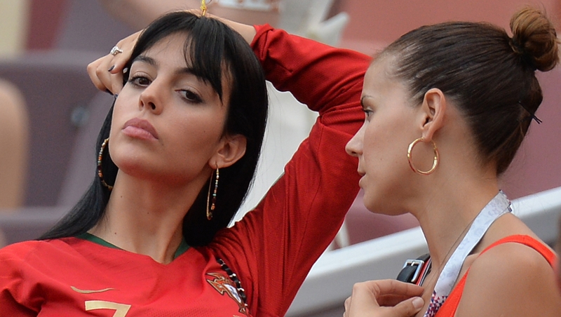 See that sparkler? Georgina Rodríguez (left) during Portugal's World Cup victory over Morocco in Moscow on Wednesday
