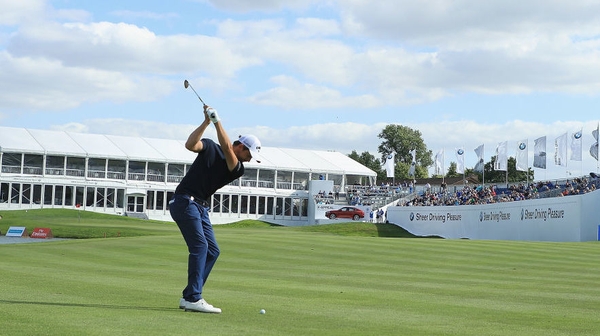Sebastien Gros plays his second shot on the 18th