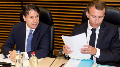 Italian Prime Minister Giuseppe Conte alongside French President Emmanuel Macron at this weekend's summit