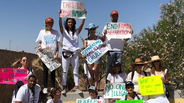Celebrities including Joshua Jackson, Sia and Lena Dunham protest against family separation in Texas