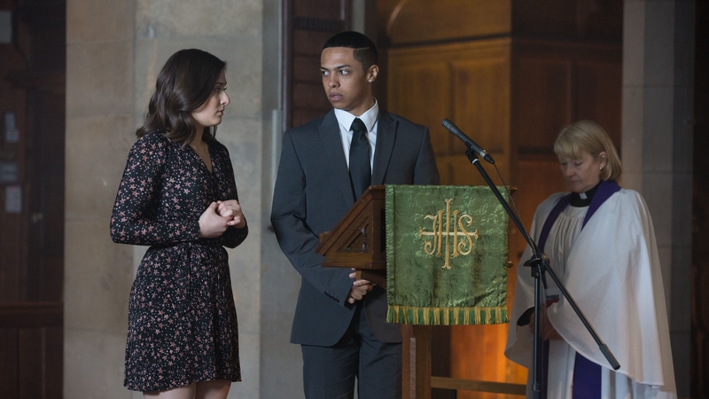 Bex and Keegan speak at Shakil's funeral