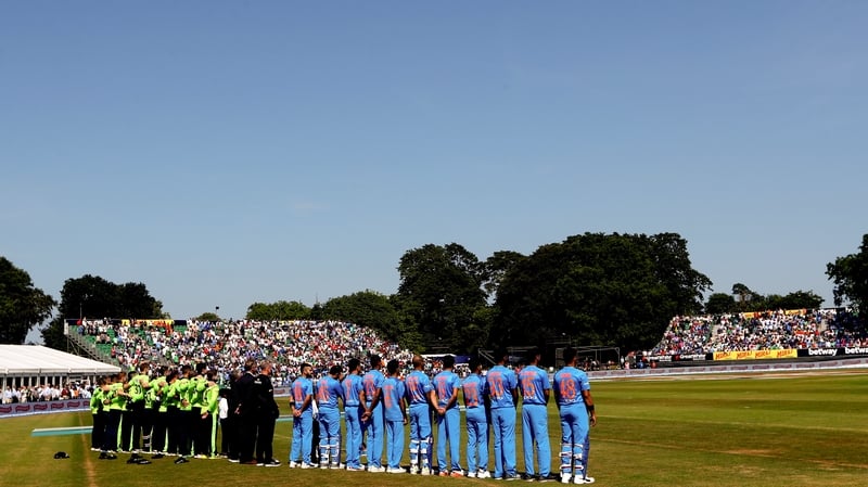 The teams line up in Malahide