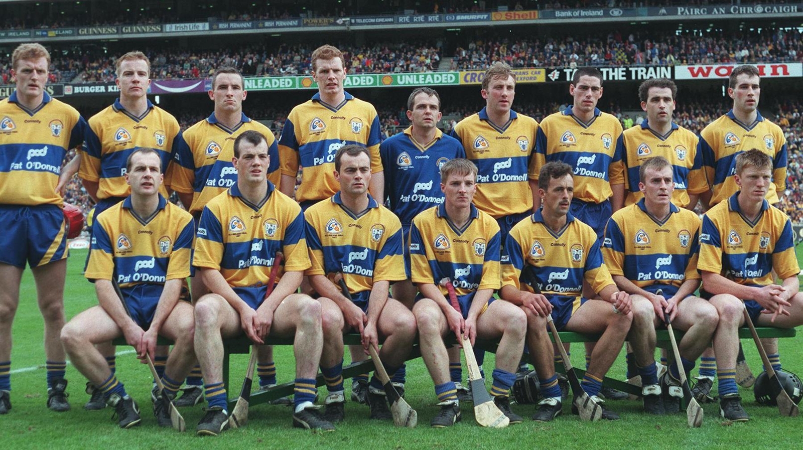 Fergal Hegarty is third from right in the back row of this team photo including 16 players