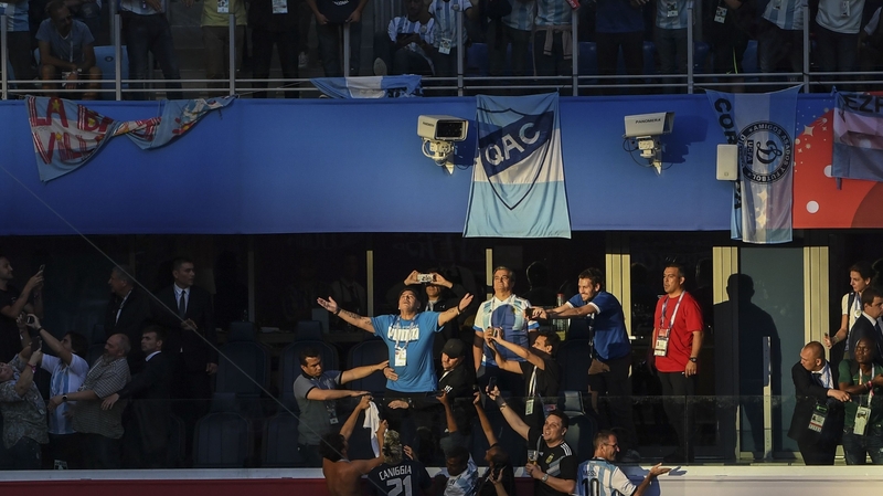 Maradona was in high spirits during the game