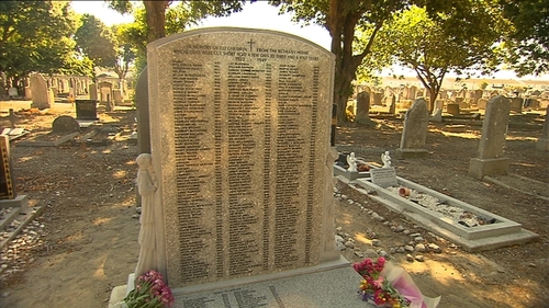 The unveiling took place after a service at the cemetery