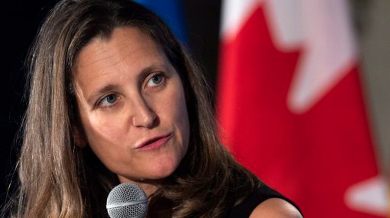 Canada's Foreign Minister Chrystia Freeland said the country will not back down on retaliatory tariffs