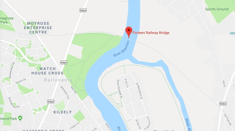 The man got into difficulty while swimming at Parteen Railway Bridge, Thomondgate, Limerick (Pic: Google Maps)