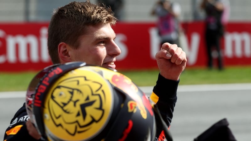 Max Verstappen celebrates his victory