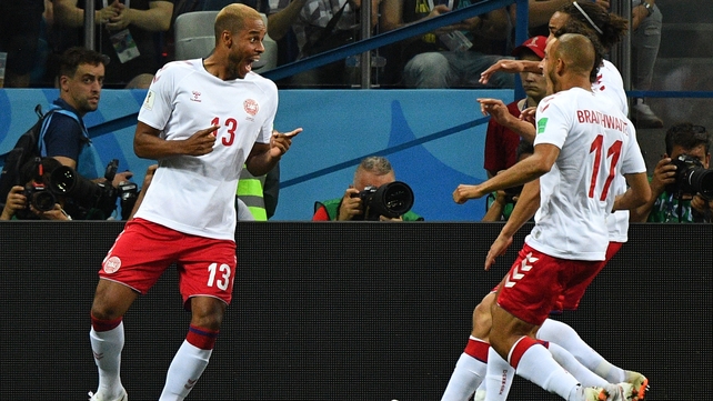 Huddersfield Town's Mathias Jorgensen looked as surprised as anyone when he put Denmark ahead