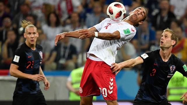 Yussuf Poulsen performed admirably as a target man up front for Denmark