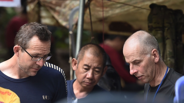 British divers John Volanthen and Richard William Stanton at the site in Thailand