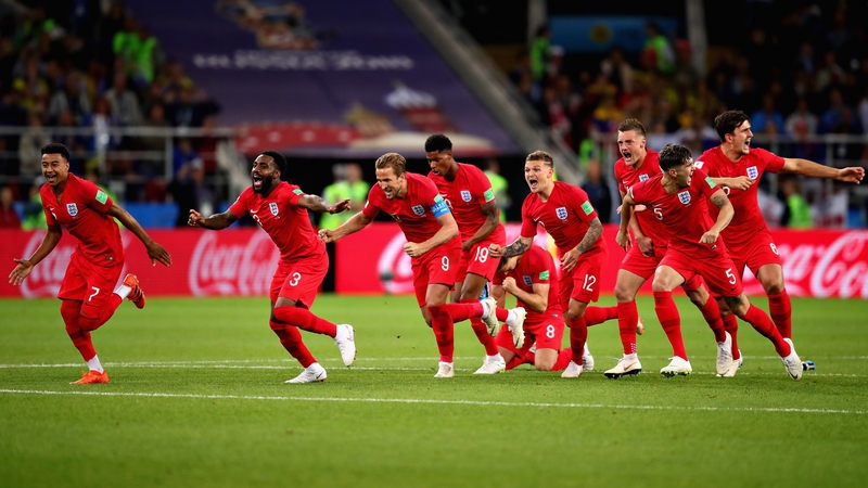 England celebrate the winning penalty