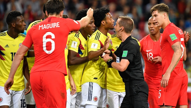 Players routinely harried the referee during the game