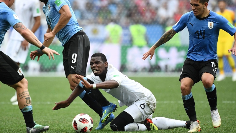 Paul Pogba struggled to influence proceedings against Uruguay but France still eased to a 2-0 victory