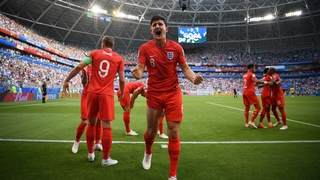 Harry Maguire celebrates his opening goal