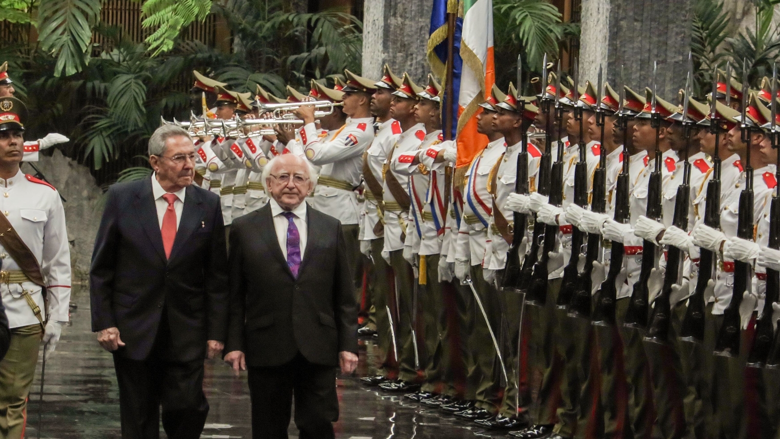President Higgins and his Cuban counterpart Raul Castro in February 2017
