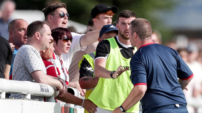 Sligo Rovers goalkeeping coach Rodney Dalzell became involved in an altercation with supporters after his side's 2-1 loss to Bray Wanderers on Sunday