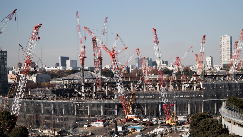 The Olympic Stadium in Tokyo, under construction