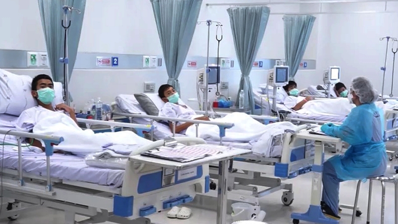 The boys and their coach have been in hospital since the dramatic rescue