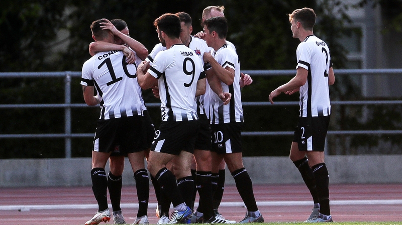 Dundalk's Dylan Connolly celebrates scoring the winning goal with his team-mates