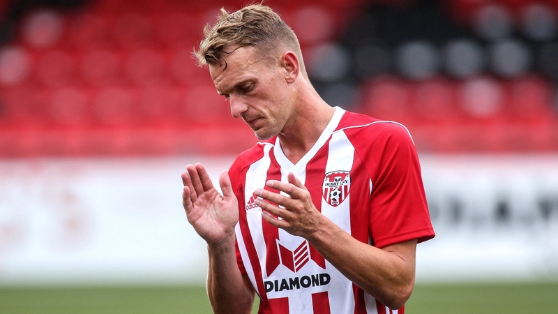 Derry City's Dean Shiels, son of manager Kenny, salutes fans following the 2-0 home defeat to Dinamo Minsk in the Europa League