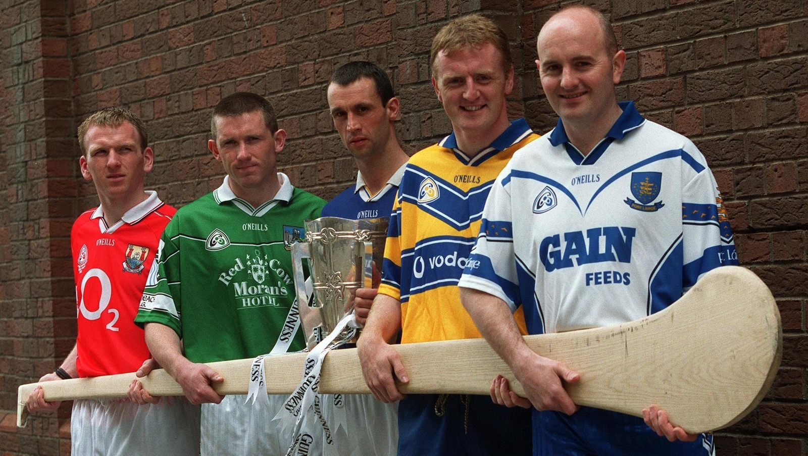 Munster captains Wayne Sherlock, Mark Foley, Tommy Dunne, Brian Lohan and Fergal Hartley
