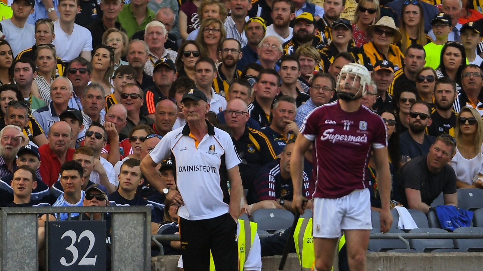 Brian Cody watches on as Joe Canning takes a late free in this year's drawn Leinster hurling final