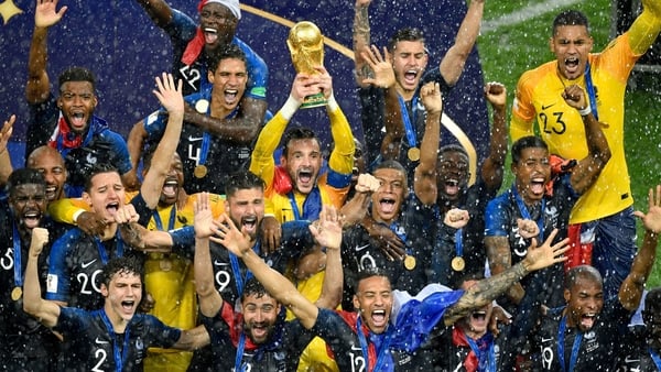 Hugo Lloris and team-mates celebrate with the trophy