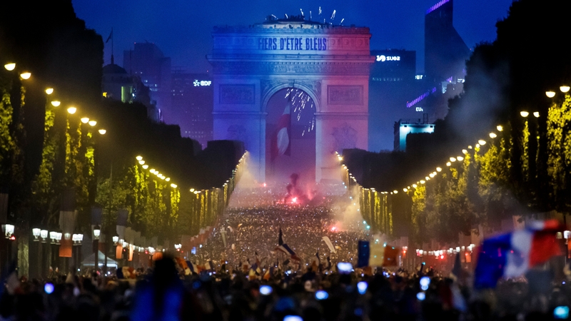 French fans poured onto the Champs Elysees after the 4-2 win over Croatia