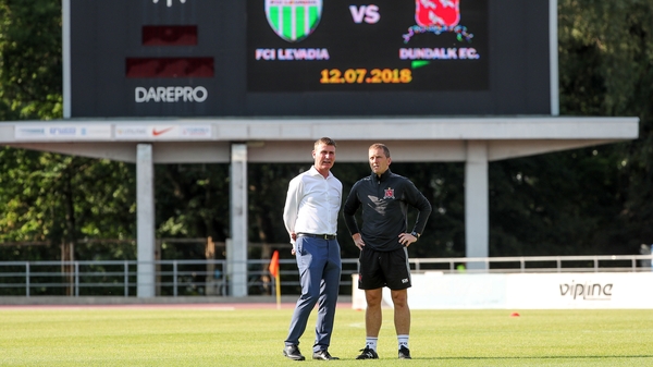 Dundalk manager Stephen Kenny and assistant coach Vinny Perth