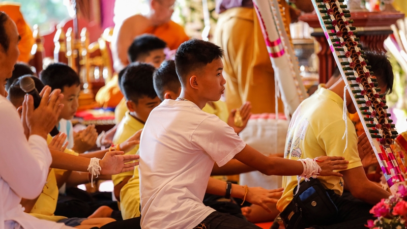 The boys took part in a religious ceremony after their return home