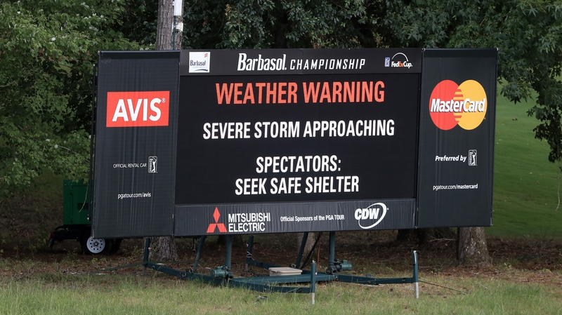 Thunderstorms halted the second round