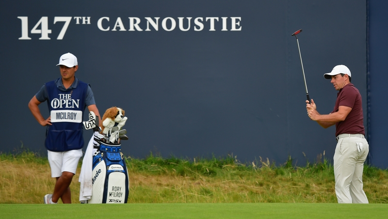 Rory McIlroy carded a third round 70 to head into the final round four shots adrift of the leaders Jordan Spieth and Xander Schauffele