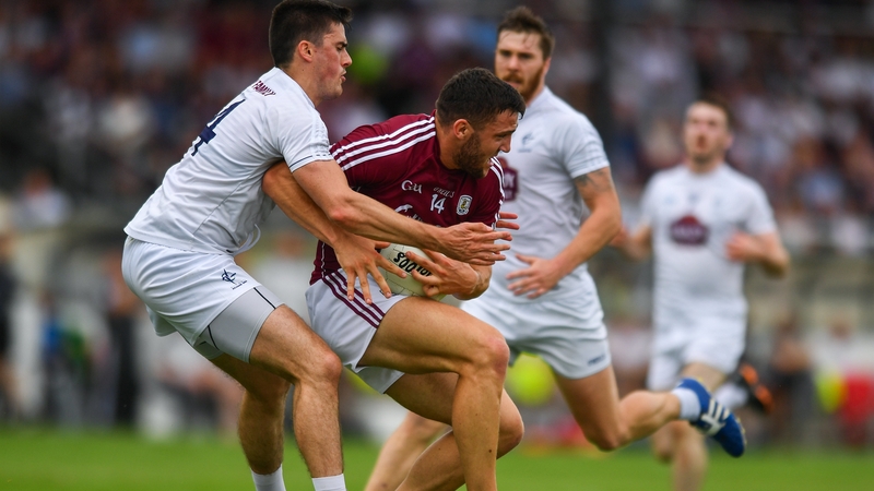 Damien Comer of Galway & Mick O'Grady Kildare