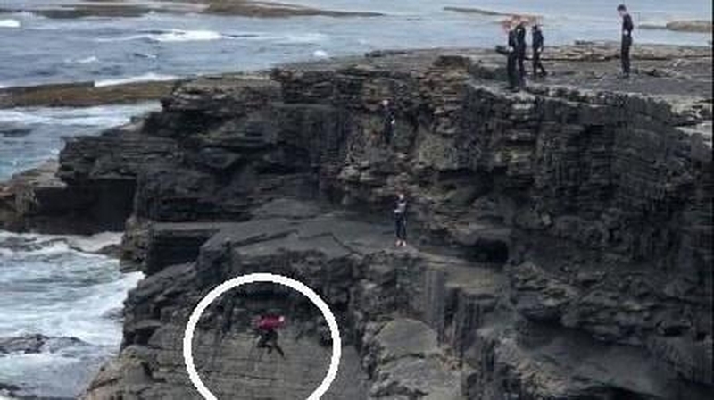The video on social media shows six people diving off the cliff edge at what is known as the Cliff Walk (Pic: Clare County Council Facebook)